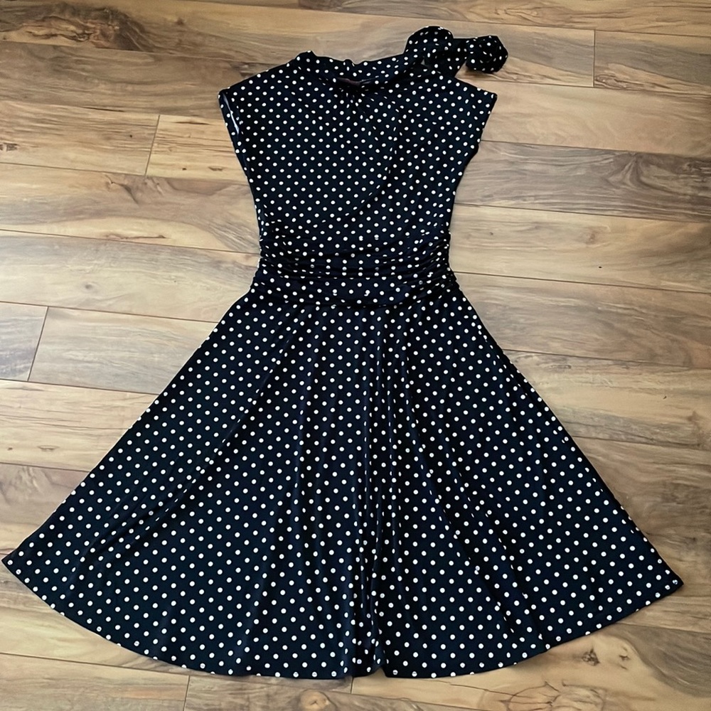 Folter Bombshell Bridget Black with white polka dot dress